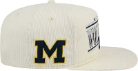 New Era Men's Michigan Wolverines White Corduroy Golfer Adjustable Hat