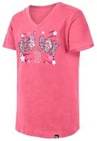 New Era Girls' Boston Red Sox Pink V-Neck T-Shirt