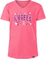 New Era Girls' Los Angeles Angels Pink V-Neck T-Shirt