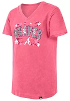 New Era Girls' Atlanta Braves Pink V-Neck T-Shirt