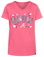 New Era Girls' Atlanta Braves Pink V-Neck T-Shirt