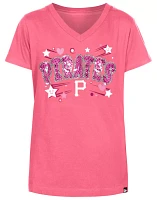 New Era Girls' Pittsburgh Pirates Pink V-Neck T-Shirt