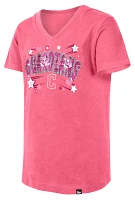 New Era Girls' Cleveland Guardians Pink V-Neck T-Shirt