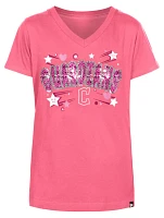 New Era Girls' Cleveland Guardians Pink V-Neck T-Shirt