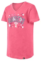 New Era Girls' Texas Rangers Pink V-Neck T-Shirt