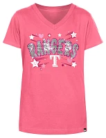 New Era Girls' Texas Rangers Pink V-Neck T-Shirt