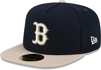 New Era Men's Boston Red Sox Navy Canvas A-Frame 59Fifty Fitted Hat