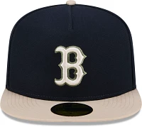 New Era Men's Boston Red Sox Navy Canvas A-Frame 59Fifty Fitted Hat