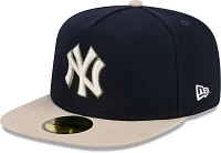 New Era Men's York Yankees Navy Canvas A-Frame 59Fifty Fitted Hat