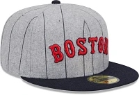 New Era Men's Boston Red Sox Navy Heather Pinstripe 59Fifty Fitted Hat