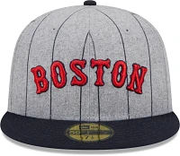 New Era Men's Boston Red Sox Navy Heather Pinstripe 59Fifty Fitted Hat