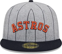 New Era Men's Houston Astros Navy Heather Pinstripe 59Fifty Fitted Hat