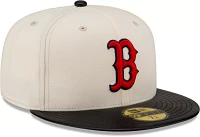 New Era Men's Boston Red Sox Brown Leather Brim 59Fifty Fitted Hat