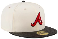 New Era Men's Atlanta Braves Navy Leather 59Fifty Fitted Visor