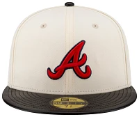 New Era Men's Atlanta Braves Navy Leather 59Fifty Fitted Visor