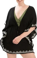 Dolfin Women's Solid V-Neck Kaftan Swim Cover-Up