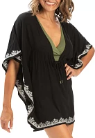 Dolfin Women's Solid V-Neck Kaftan Swim Cover-Up