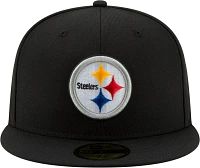 New Era Men's Pittsburgh Steelers Logo Black 59Fifty Fitted Hat