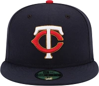 New Era Men's Minnesota Twins 59Fifty Road Navy Authentic Hat