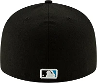 New Era Men's Miami Marlins 59Fifty Game Black Low Crown Fitted Hat