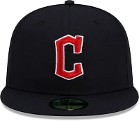 New Era Men's Cleveland Guardians Navy 59Fifty Authentic Collection Road Fitted Hat