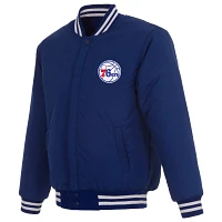 JH Design Men's Philadelphia 76ers Royal Reversible Wool Jacket