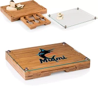 Picnic Time Miami Marlins Concerto Glass Top Cheese Board and Knife Set