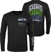 NFL Team Apparel Youth Seattle Seahawks Drip Black Long Sleeve T-Shirt