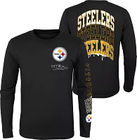 NFL Team Apparel Youth Pittsburgh Steelers Drip Black Long Sleeve T-Shirt