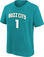 Jordan Youth 2023-24 City Edition Charlotte Hornets LaMelo Ball #1 Teal T-Shirt