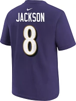 Nike Youth Baltimore Ravens Lamar Jackson #8 Purple T-Shirt