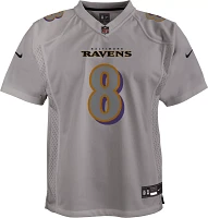 Nike Youth Baltimore Ravens Lamar Jackson #8 Atmosphere Grey Game Jersey