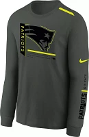 Nike Youth New England Patriots 2023 Volt Anthracite Long Sleeve T-Shirt