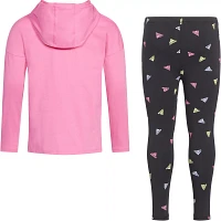 Adidas Toddler Girls' Long Sleeve Hooded Tee & Printed Legging Set