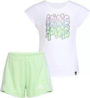 adidas Little Girls' Graphic T-Shirt & Mesh Shorts Two Piece Set