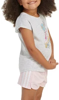 adidas Little Girls' Heather T-Shirt & Mesh Shorts Two Piece Set