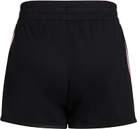 adidas Girls' Elastic Waistband Gradient 3-Stripe Pacer Mesh Shorts