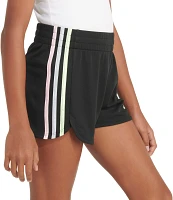 adidas Girls' Elastic Waistband Gradient 3-Stripe Pacer Mesh Shorts