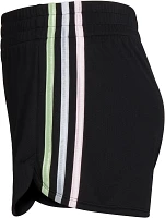 adidas Girls' Elastic Waistband Gradient 3-Stripe Pacer Mesh Shorts