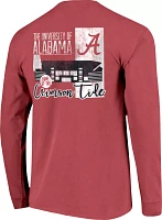 Image One Men's Alabama Crimson Tide Crimson Building Strip Long Sleeve T-Shirt