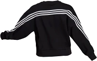 adidas Women's Boston College Eagles Black 3-Stripe Crew Pullover Sweatshirt