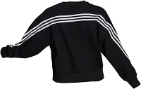 adidas Women's Delaware Fightin' Blue Hens Black 3-Stripe Crew Pullover Sweatshirt