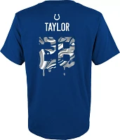 NFL Team Apparel Youth Indianapolis Colts Jonathan Taylor #28 Drip Blue T-Shirt