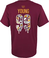 NFL Team Apparel Youth Washington Commanders Chase Young #99 Drip Red T-Shirt