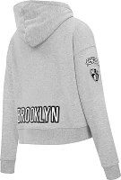 Pro Standard Women's Brooklyn Nets Grey Cropped Fleece Pullover Hoodie