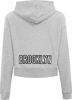 Pro Standard Women's Brooklyn Nets Grey Cropped Fleece Pullover Hoodie