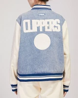 Pro Standard Women's Los Angeles Clippers Denim Varsity Bomber Jacket