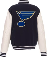 JH Design St. Louis Blues Varsity Navy Reversible Wool Jacket