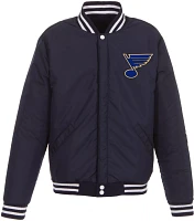 JH Design St. Louis Blues Varsity Navy Reversible Wool Jacket