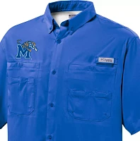 Columbia Men's Memphis Tigers Blue Button-Down Performance Short Sleeve Shirt